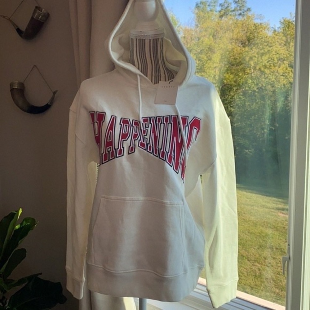 Sandro Cream Pullover Hoodie with Tag